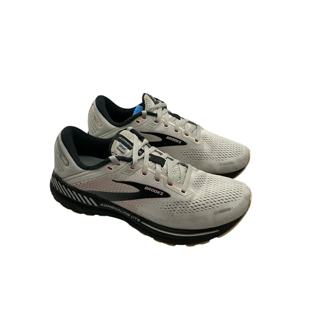 Brooks Running Adrenaline GTS 22 Gray Rose Black 1203531 Womens 10